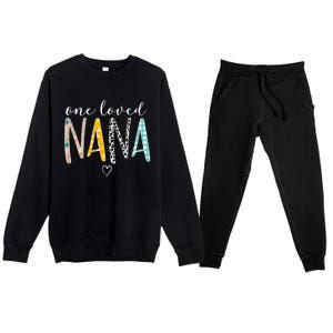 Nana Funny Gift One Loved Nana MotherS Day Gift Premium Crewneck Sweatsuit Set