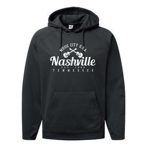 Nashville Funny Gift Gift Country Music City Guitar Gift Performance Fleece Hoodie