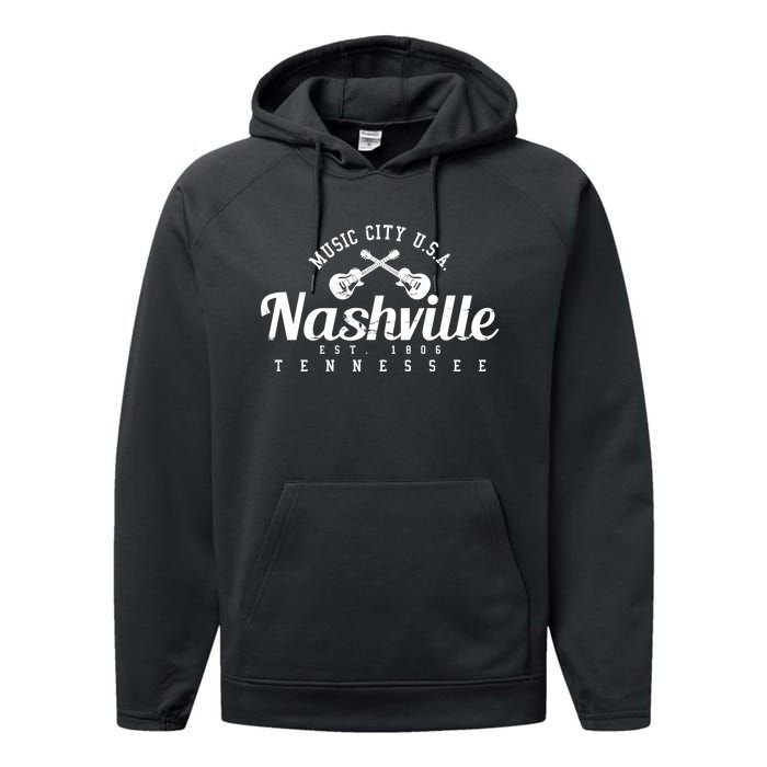 Nashville Funny Gift Gift Country Music City Guitar Gift Performance Fleece Hoodie