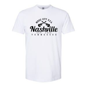 Nashville Funny Gift Gift Country Music City Guitar Gift Softstyle CVC T-Shirt