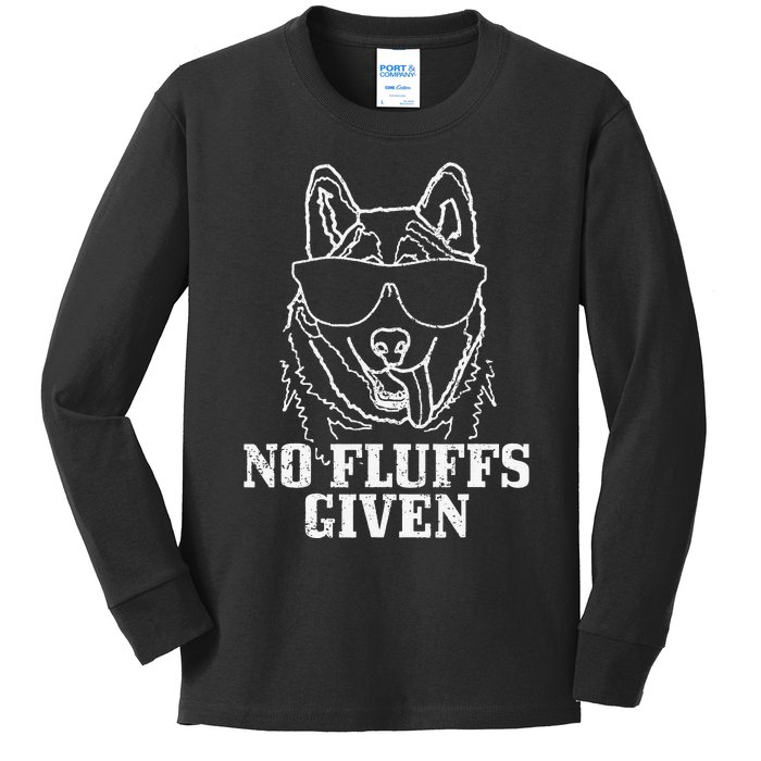 No Fluffs Given German Shepherd Akita Dog Mom Kids Long Sleeve Shirt