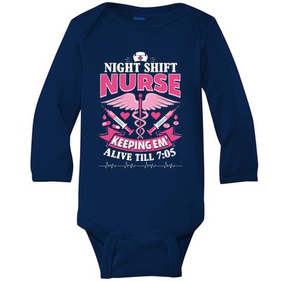 Nurse Funny Gift Night Shift Funny Nurse Nurse Night Shift Gift Baby Long Sleeve Bodysuit