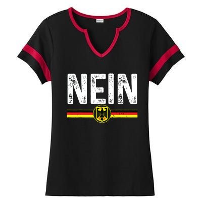 Nein Funny German No Germany Flag Souvenir Oktoberfest Gift Ladies Halftime Notch Neck Tee