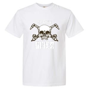 No Flux Given Skull Torch Craftsman Welding Welder Gift Garment-Dyed Heavyweight T-Shirt