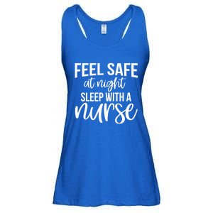 Nurse Funny Gift Feel Safe At Night Sleep With A Nurse Funny Gift Ladies Essential Flowy Tank