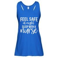 Nurse Funny Gift Feel Safe At Night Sleep With A Nurse Funny Gift Ladies Essential Flowy Tank