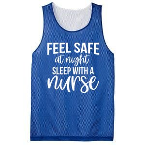 Nurse Funny Gift Feel Safe At Night Sleep With A Nurse Funny Gift Mesh Reversible Basketball Jersey Tank