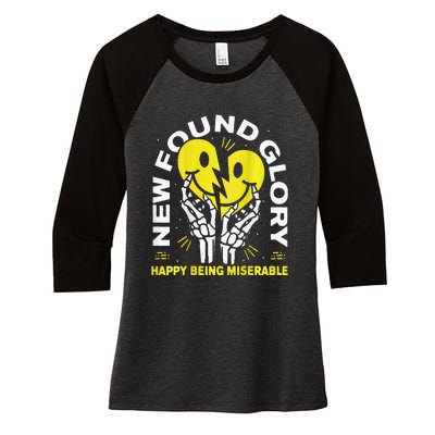 New Found Glory Happy Being Miserable Women's Tri-Blend 3/4-Sleeve Raglan Shirt