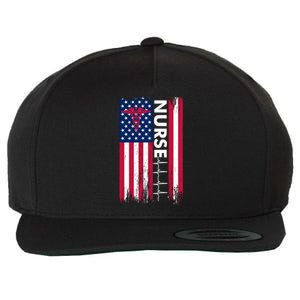 Nurse Flag Heartbeat Line Usa American Heroes Nurses Funny Gift Wool Snapback Cap