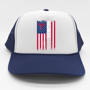 Nurse Flag Heartbeat Line Usa American Heroes Nurses Funny Gift Trucker Hat