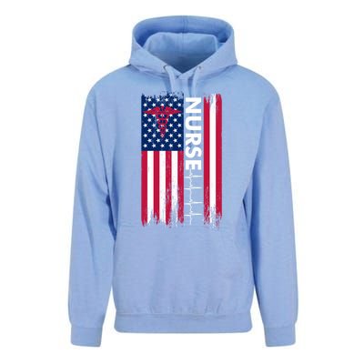 Nurse Flag Heartbeat Line Usa American Heroes Nurses Funny Gift Unisex Surf Hoodie