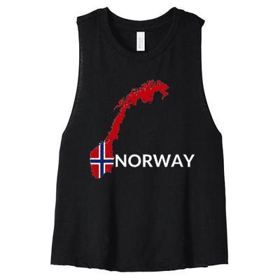 Norway Flag Hiking Holiday Norway Norwegian Flag Women's Racerback Cropped Tank