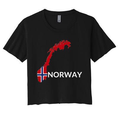 Norway Flag Hiking Holiday Norway Norwegian Flag Women's Crop Top Tee