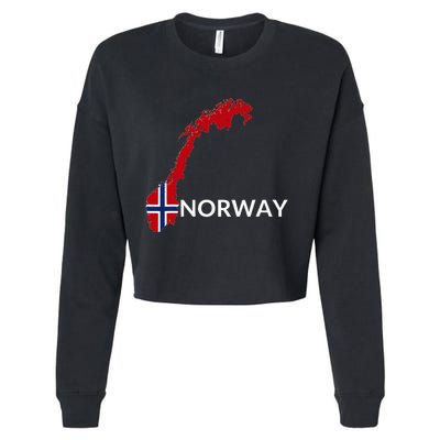 Norway Flag Hiking Holiday Norway Norwegian Flag Cropped Pullover Crew