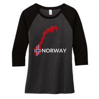 Norway Flag Hiking Holiday Norway Norwegian Flag Women's Tri-Blend 3/4-Sleeve Raglan Shirt