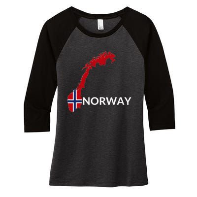 Norway Flag Hiking Holiday Norway Norwegian Flag Women's Tri-Blend 3/4-Sleeve Raglan Shirt