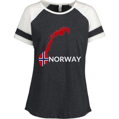 Norway Flag Hiking Holiday Norway Norwegian Flag Enza Ladies Jersey Colorblock Tee