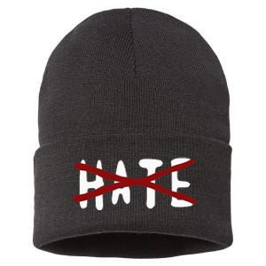 No For Hate Motivation Inspiration Quote Sustainable Knit Beanie