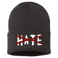 No For Hate Motivation Inspiration Quote Sustainable Knit Beanie