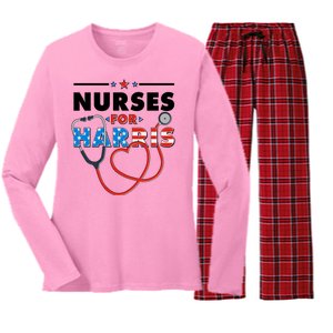 Nurses For Harris Vote Kamala Harris 2024 Election Women's Long Sleeve Flannel Pajama Set 