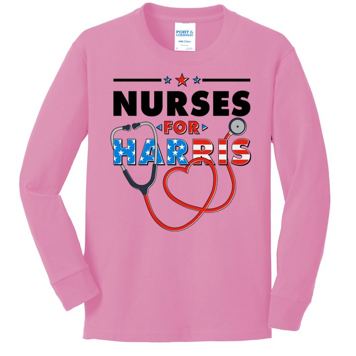 Nurses For Harris Vote Kamala Harris 2024 Election Kids Long Sleeve Shirt