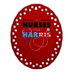 Nurses For Harris Vote Kamala Harris 2024 Election Ceramic Oval Ornament