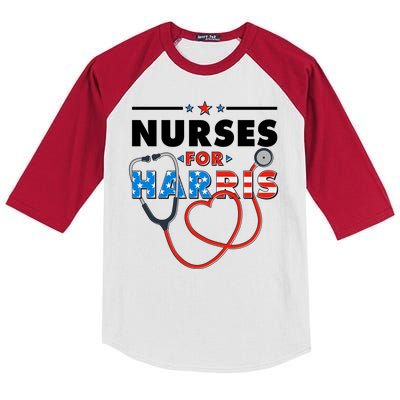 Nurses For Harris Vote Kamala Harris 2024 Election Kids Colorblock Raglan Jersey