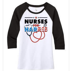 Nurses For Harris Vote Kamala Harris 2024 Election Women's Tri-Blend 3/4-Sleeve Raglan Shirt