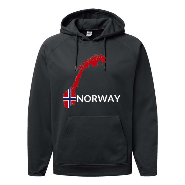 Norway Flag Hiking Holiday Norway Norwegian Flag Performance Fleece Hoodie