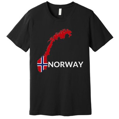 Norway Flag Hiking Holiday Norway Norwegian Flag Premium T-Shirt