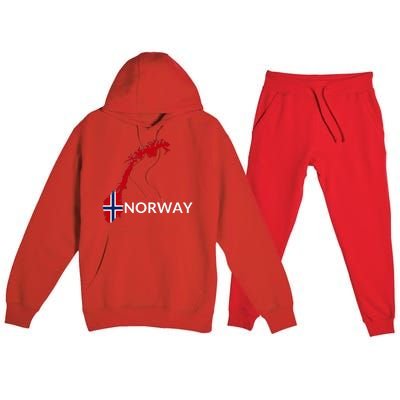 Norway Flag Hiking Holiday Norway Norwegian Flag Premium Hooded Sweatsuit Set