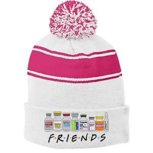 Nurse Friends Icu Propofol Crna Icu Critical Care Nurse Stripe Pom Pom Beanie