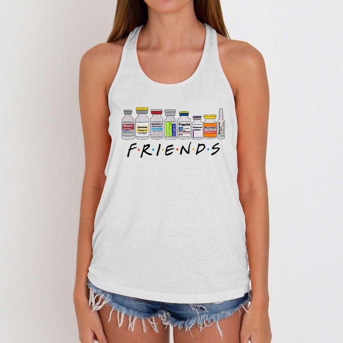 Nurse Friends Icu Propofol Crna Icu Critical Care Nurse Women's Knotted Racerback Tank