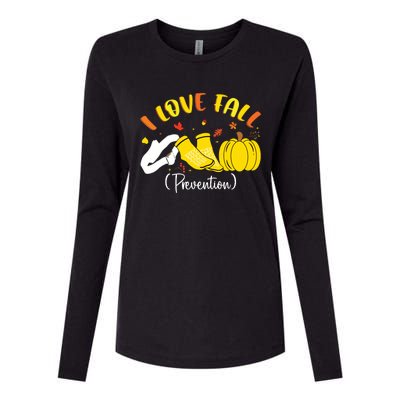 Nurse Fall I Love Fall Prevention Fall Physical Therapy Womens Cotton Relaxed Long Sleeve T-Shirt