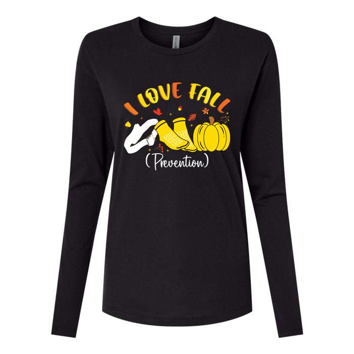 Nurse Fall I Love Fall Prevention Fall Physical Therapy Womens Cotton Relaxed Long Sleeve T-Shirt