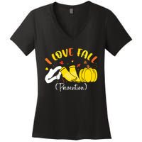 Nurse Fall I Love Fall Prevention Fall Physical Therapy Women's V-Neck T-Shirt