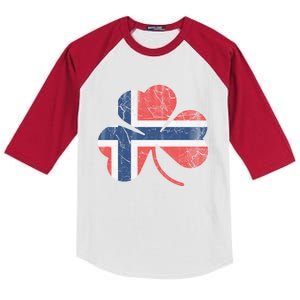 Norwegian Flag Irish Shamrock Norge St Patricks Day Norway Great Gift Kids Colorblock Raglan Jersey