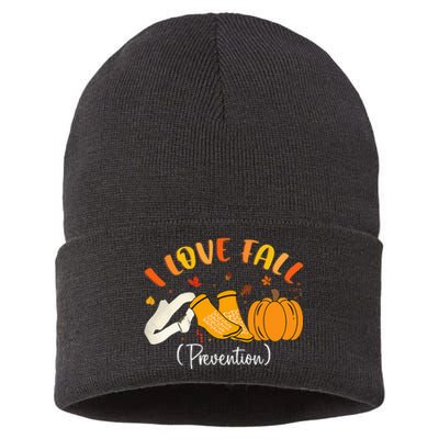 Nurse Fall I Love Fall Prevention Fall Physical Therapy Sustainable Knit Beanie