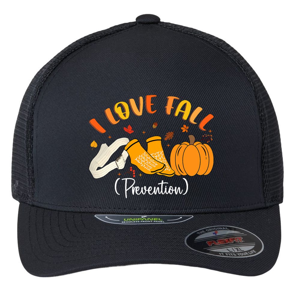 Nurse Fall I Love Fall Prevention Fall Physical Therapy Flexfit Unipanel Trucker Cap