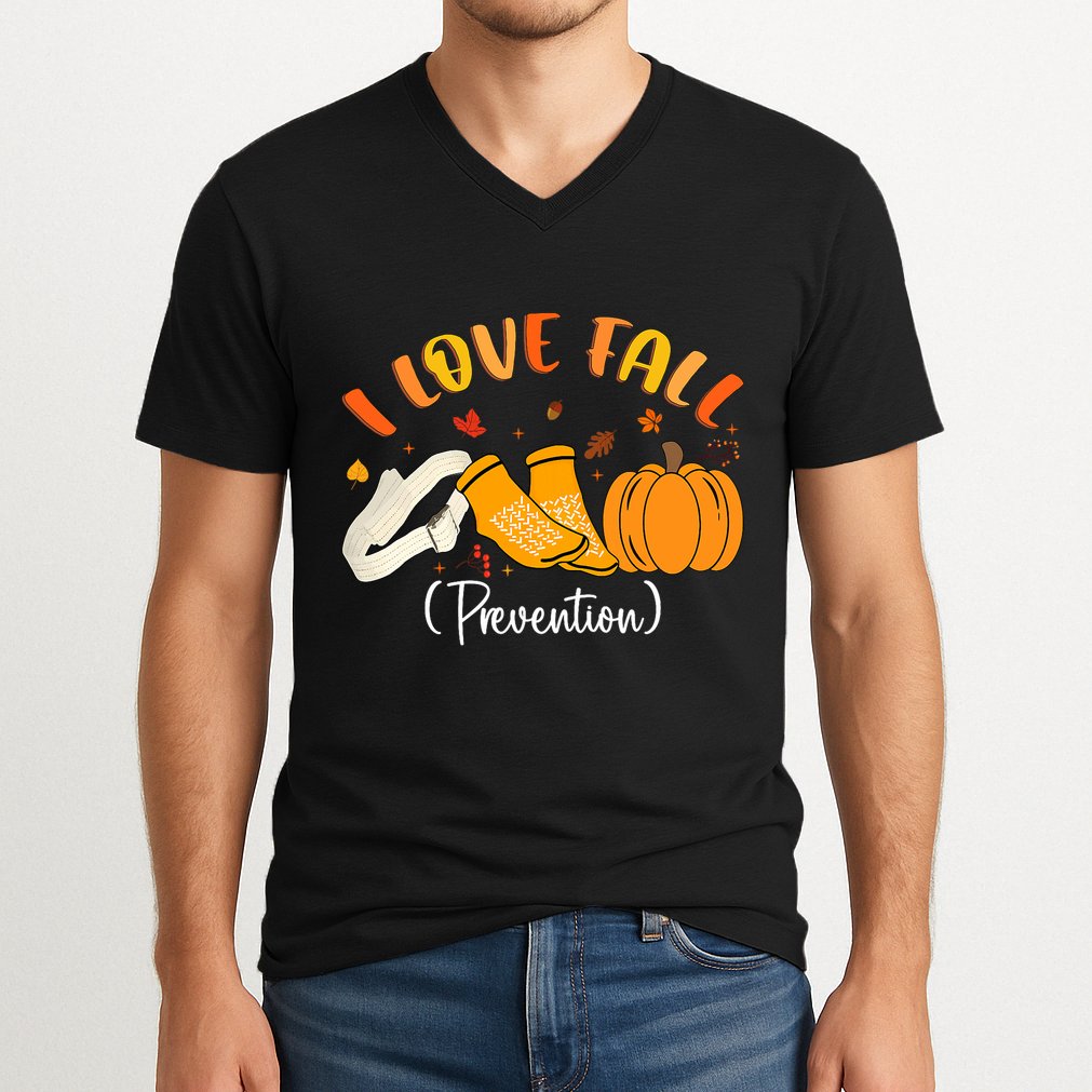 Nurse Fall I Love Fall Prevention Fall Physical Therapy V-Neck T-Shirt