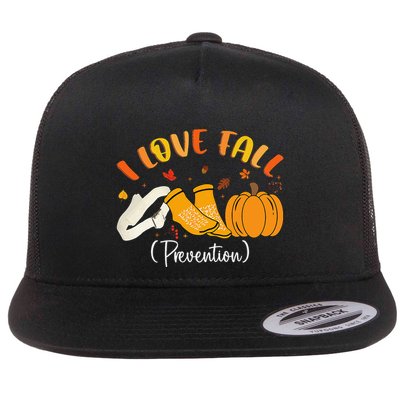 Nurse Fall I Love Fall Prevention Fall Physical Therapy Gift Flat Bill Trucker Hat