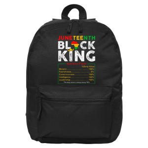 Nutritional Facts Juneteenth 1865 Black King Black Queen 16 in Basic Backpack