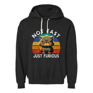 Not Fast Just Furious Retro Funny Cat Kitty Lover Sarcastic Garment-Dyed Fleece Hoodie