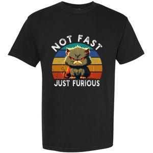 Not Fast Just Furious Retro Funny Cat Kitty Lover Sarcastic Garment-Dyed Heavyweight T-Shirt