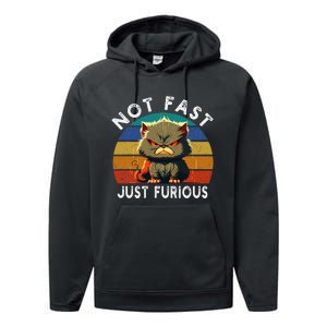 Not Fast Just Furious Retro Funny Cat Kitty Lover Sarcastic Performance Fleece Hoodie