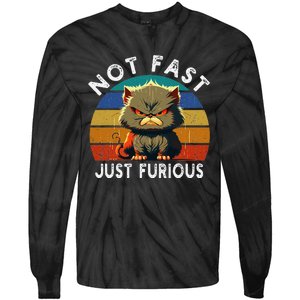 Not Fast Just Furious Retro Funny Cat Kitty Lover Sarcastic Tie-Dye Long Sleeve Shirt