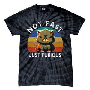 Not Fast Just Furious Retro Funny Cat Kitty Lover Sarcastic Tie-Dye T-Shirt