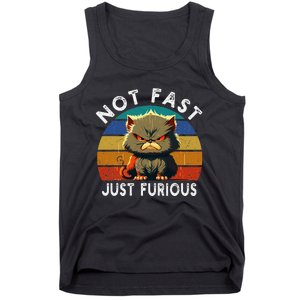 Not Fast Just Furious Retro Funny Cat Kitty Lover Sarcastic Tank Top