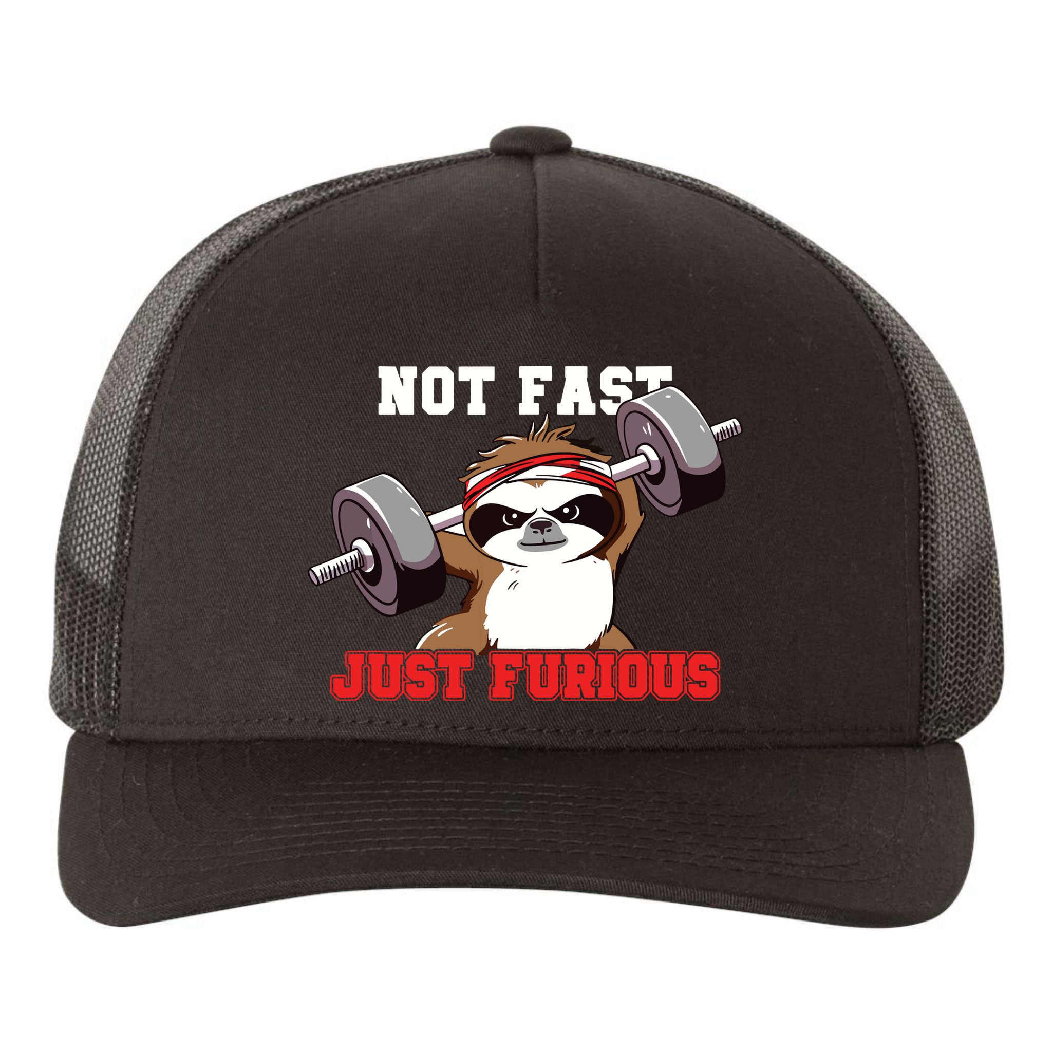 Not Fast Just Furious Weightlifting Sloth Funny Fitness Yupoong Adult 5-Panel Trucker Hat