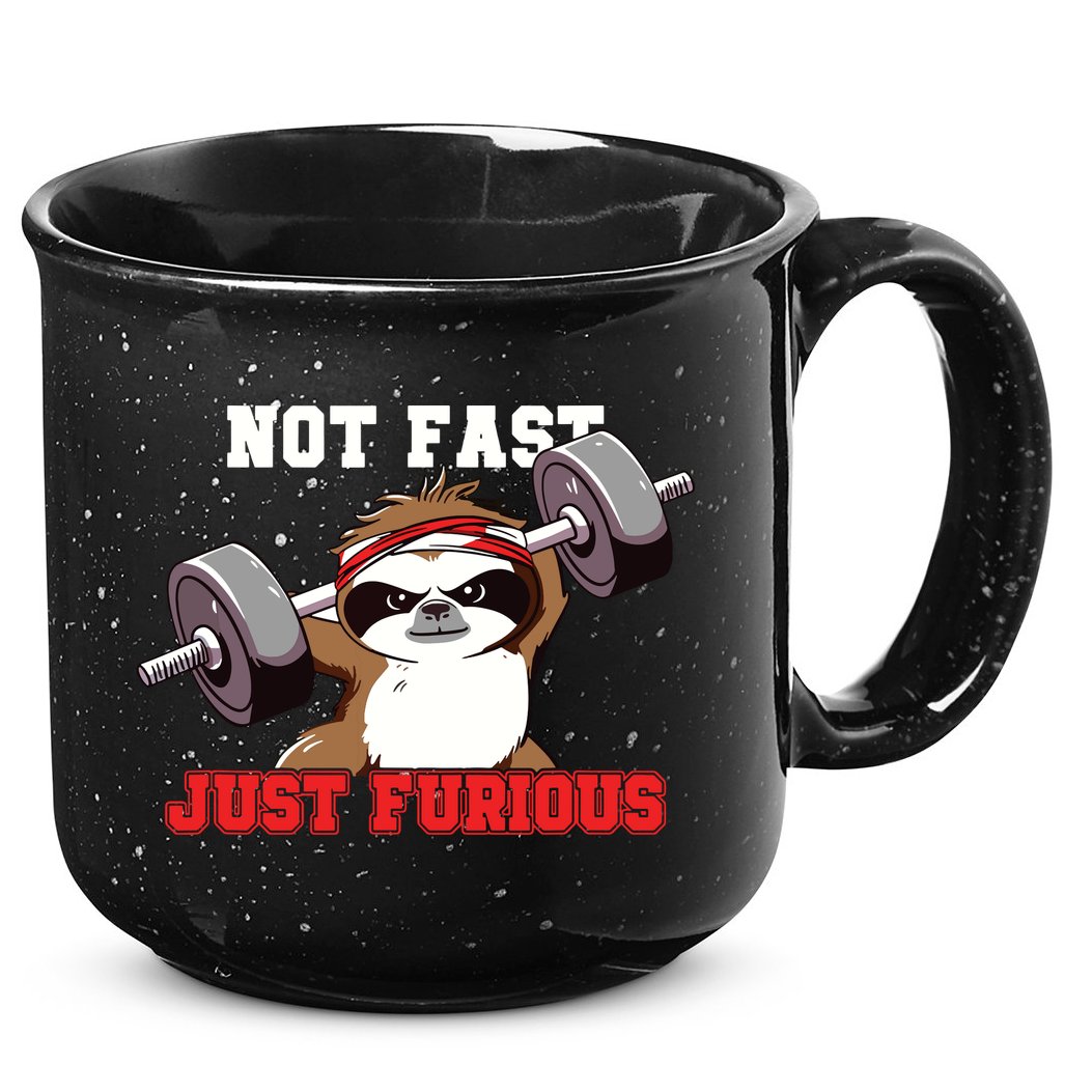 Not Fast Just Furious Weightlifting Sloth Funny Fitness 15oz Campfire Ceramic Mug